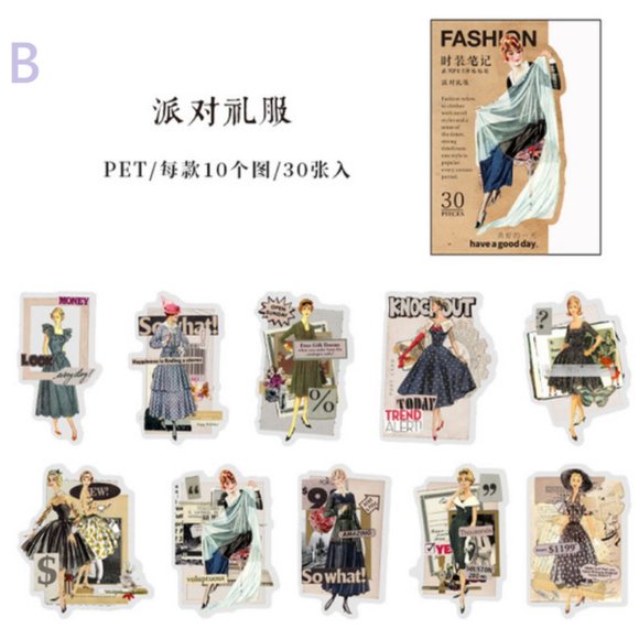 1950 Vintage Fashion Waterproof Sticker Pack - Picture 10 of 12